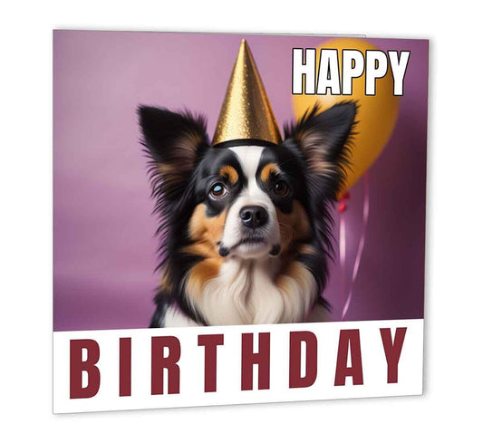 Papilion Birthday Card 147 x 147mm Cute Dog Happy Birthday Card - Purple Fox Gifts
