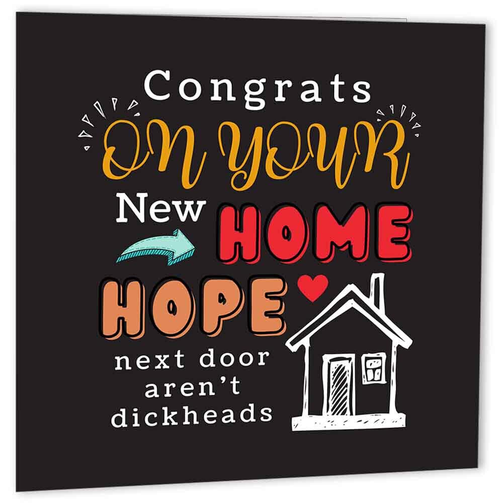 Rude Happy New Home Card - Next Door - Funny Housewarming Card Congratulations - Purple Fox Gifts