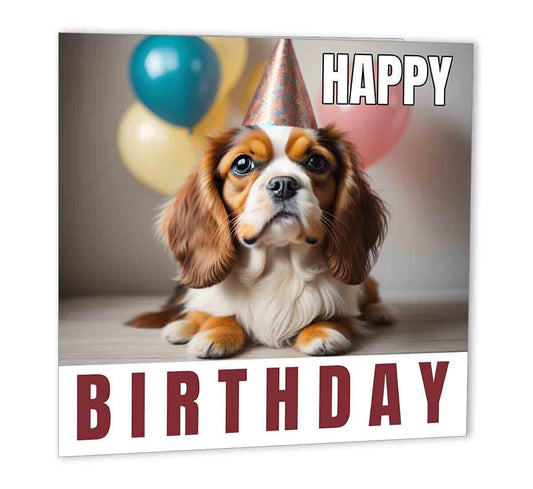 Cavalier King Charles Spaniel Birthday Card 147 x 147mm Happy Birthday Card bday - Purple Fox Gifts