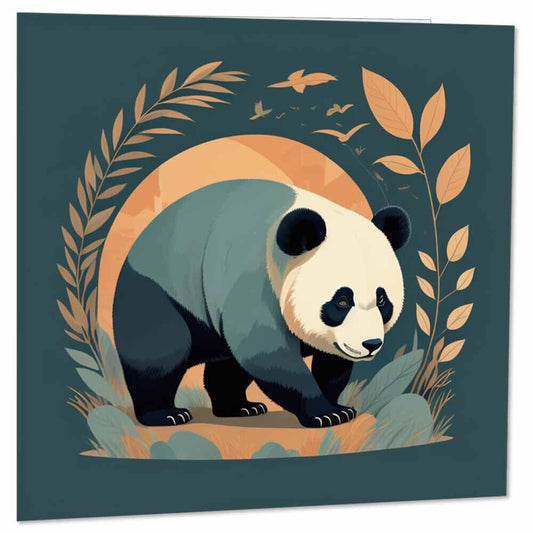 Panda Greeting Card 145 x 145mm - Purple Fox Gifts