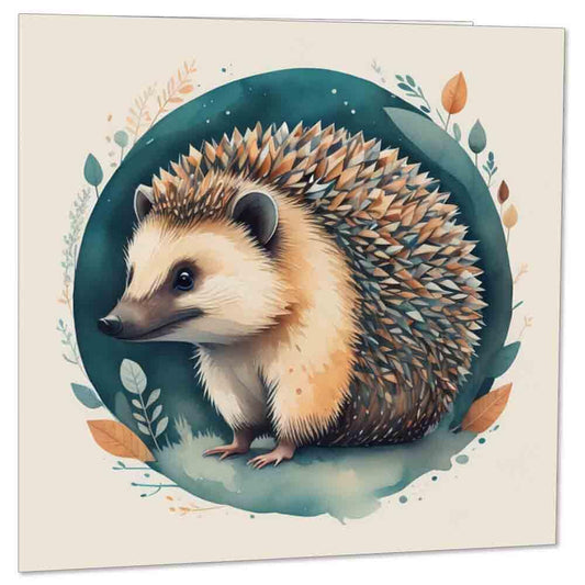 Hedgehog Greeting Birthday Card Cute Hedgehog Illustration design 145 x 145mm - Purple Fox Gifts