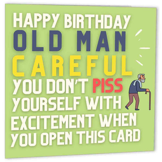 Funny Joke Rude Birthday Card for Dad Old Man Banter - Grandad friend bday cards - Purple Fox Gifts