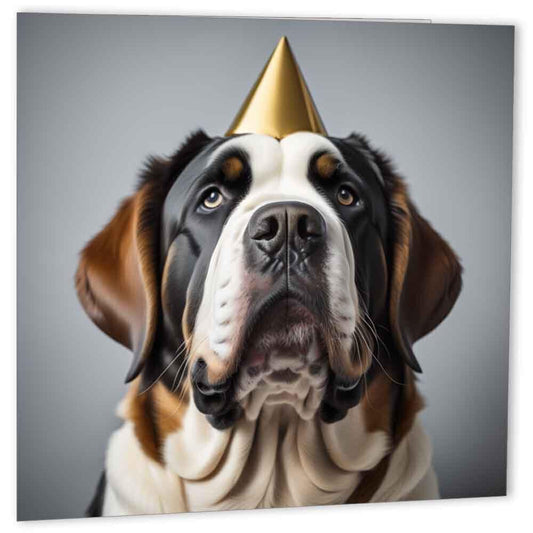 St. Bernard Birthday Card 147 x 147mm - Purple Fox Gifts