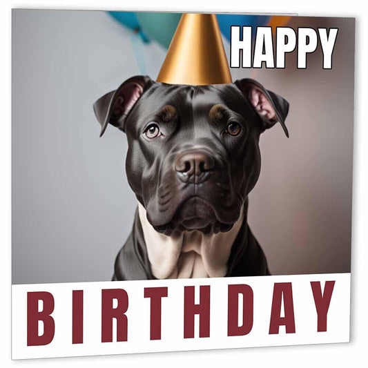 Staffordshire Bull Terrier Birthday Card 147 x 147mm Staffie birthday Card - Purple Fox Gifts