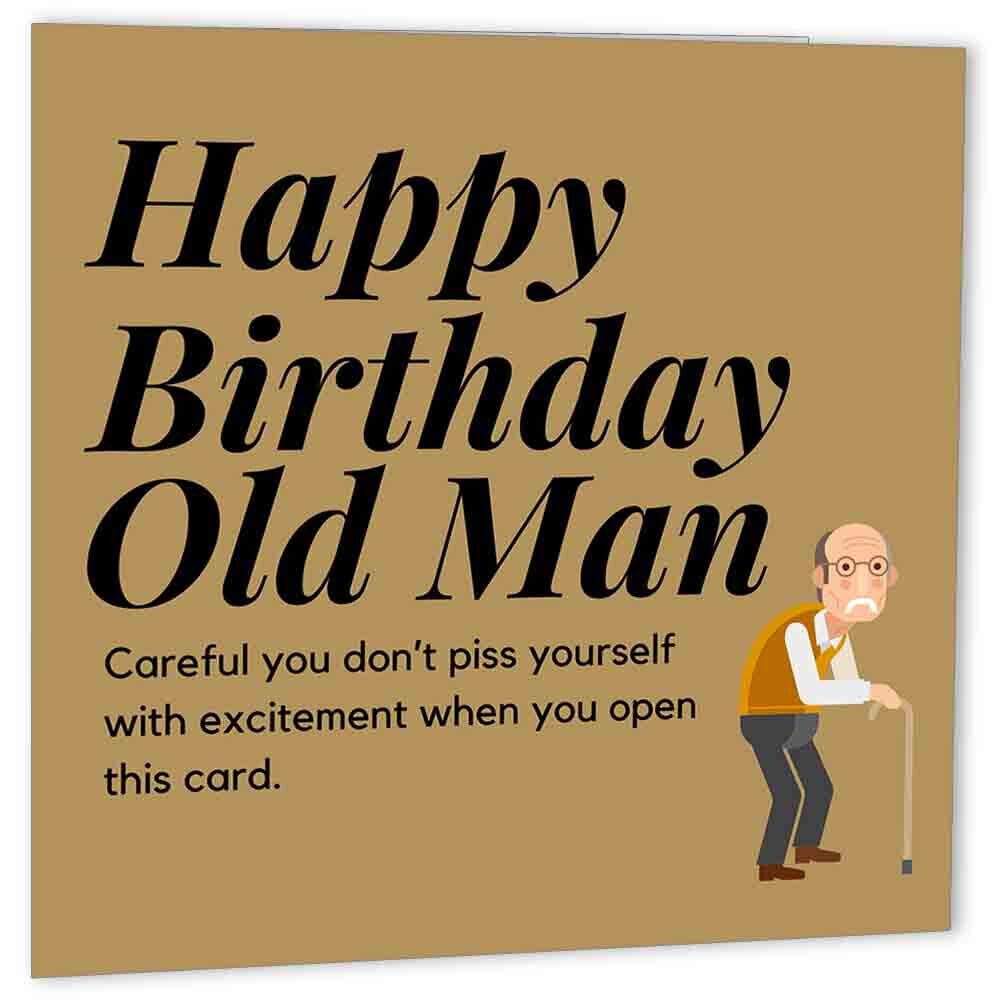 Rude Funny Happy Birthday Card for Dad - Old Man - friend Grandad bday cards - Purple Fox Gifts