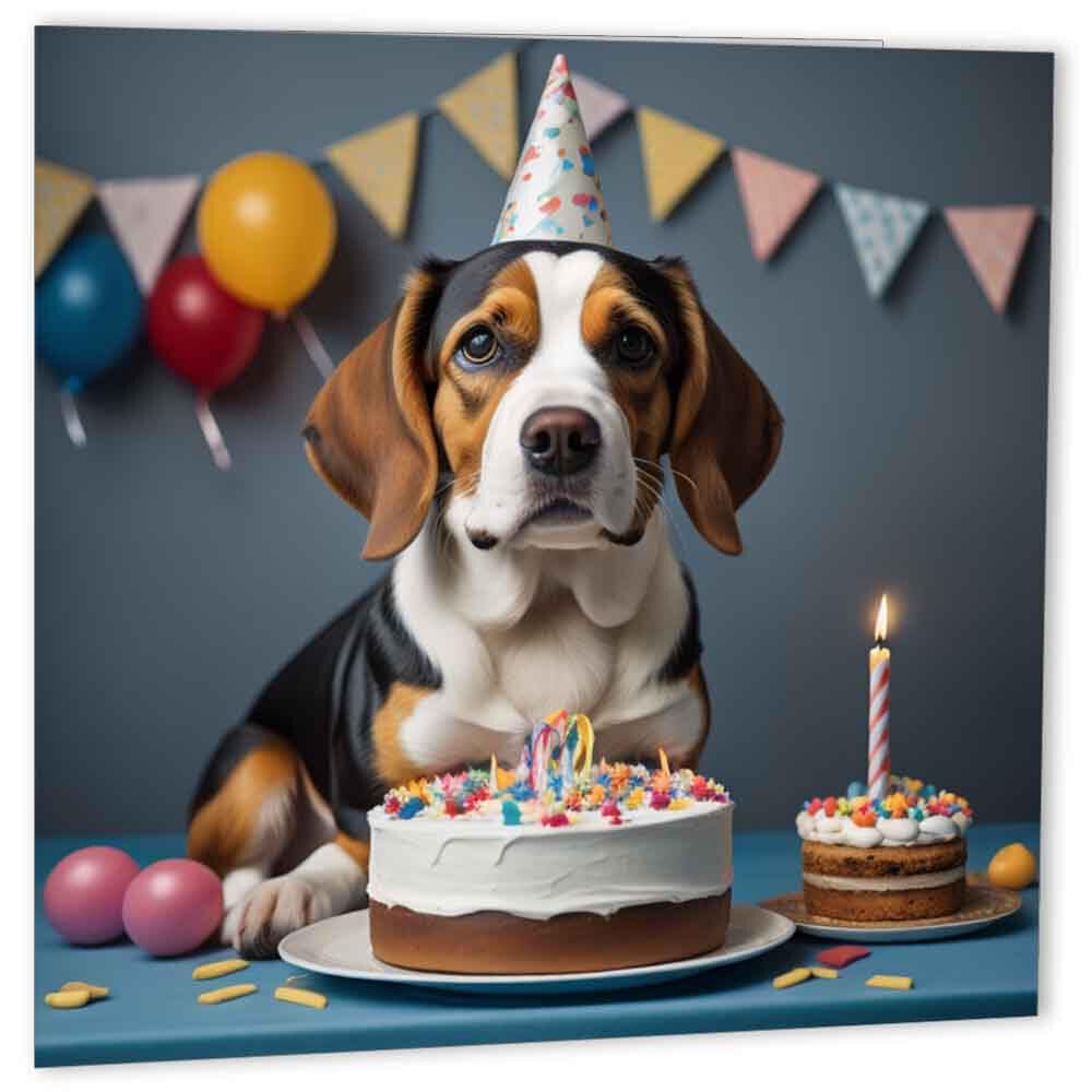 Beagle Birthday Card Dog 147 x 147mm - Purple Fox Gifts