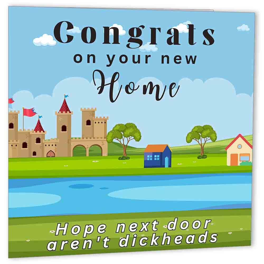 Rude Congrats Happy New Home Card - Di**heads - Funny Housewarming Card - Purple Fox Gifts