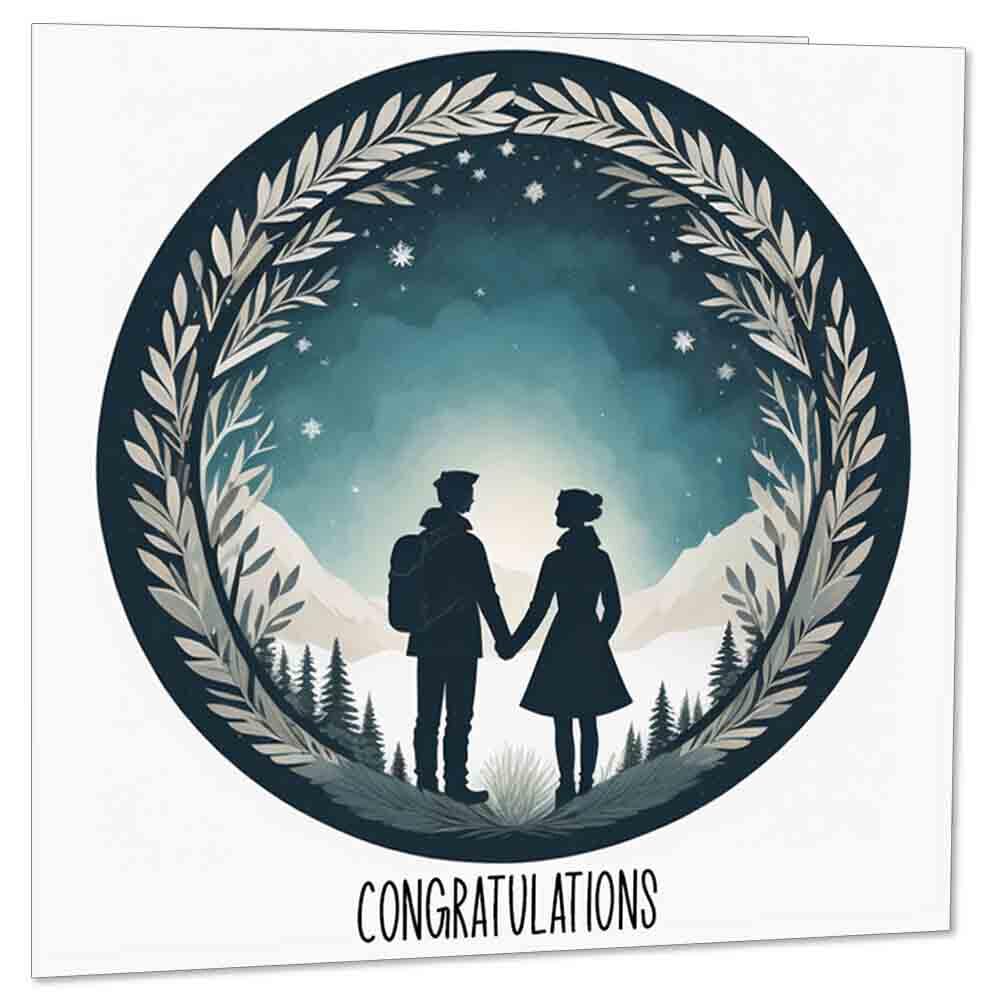 Congratulations Card for Couples - Engagement Anniversary Pregnancy 145 x 145mm - Purple Fox Gifts