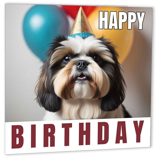 Shih Tzu Birthday Card 147 x 147mm - Purple Fox Gifts