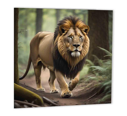 Lion Greeting Card with Envelope 147mm x 147mm - Purple Fox Gifts