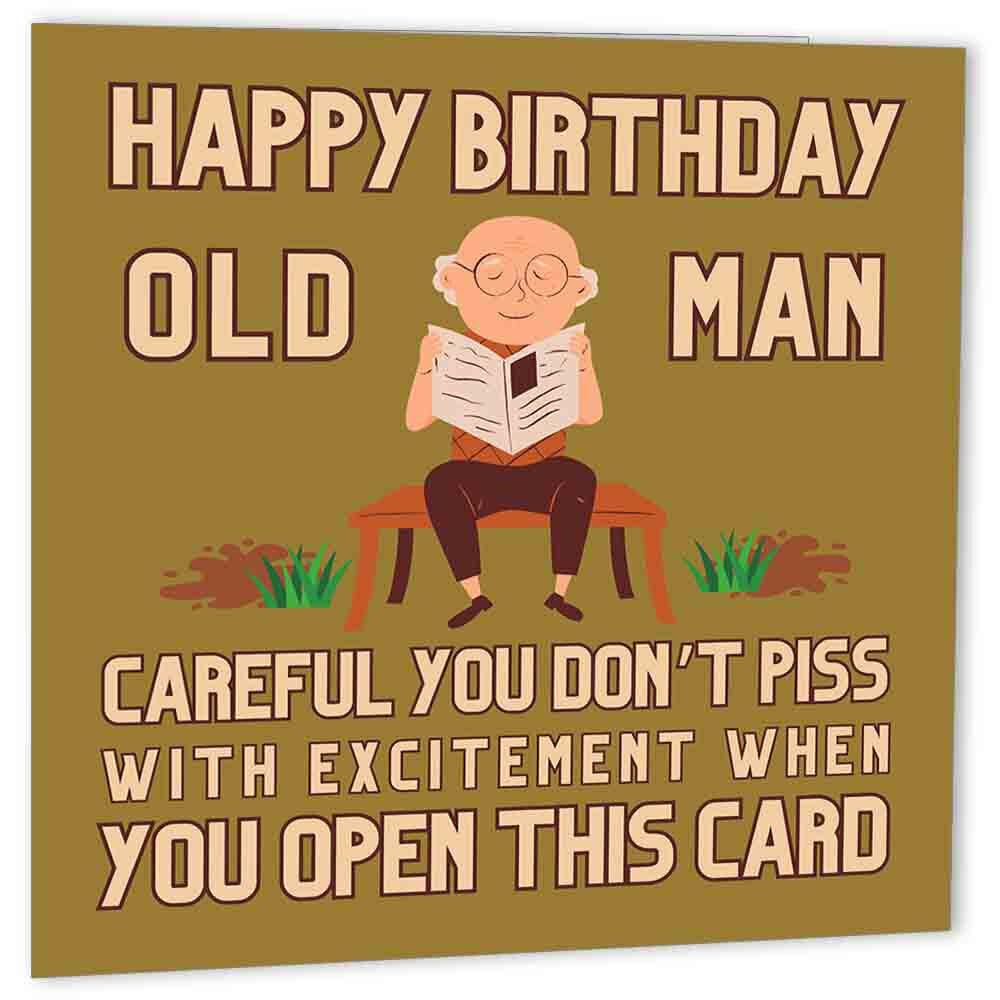 Funny Rude Birthday Card for Dad - Old Man - Grandad friend Banter bday cards - Purple Fox Gifts