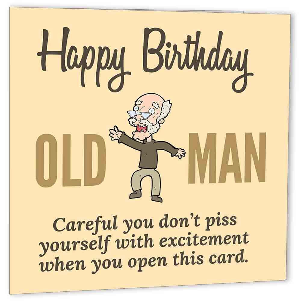 Funny Birthday Cards for Dad - Old Man - Rude Happy Birthday Card for grandad - Purple Fox Gifts