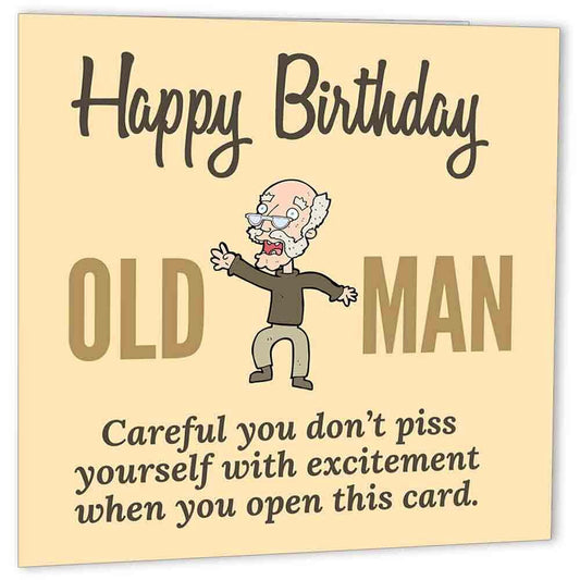 Funny Birthday Cards for Dad - Old Man - Rude Happy Birthday Card for grandad - Purple Fox Gifts