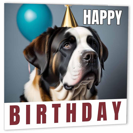St bernard Birthday Card 147 x 147mm Happy birthday - Purple Fox Gifts