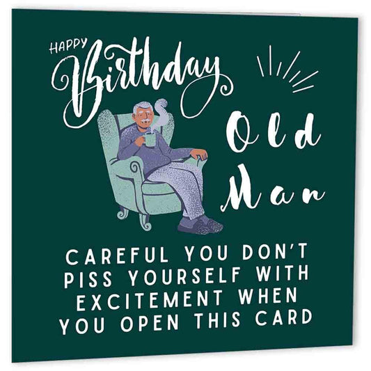 Rude Happy Birthday Card for Dad - Old Man - Funny Birthday Cards for Dad - Purple Fox Gifts