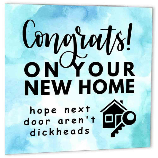 Rude Happy New Home Card - Next Door - Funny Congratulations Housewarming - Purple Fox Gifts