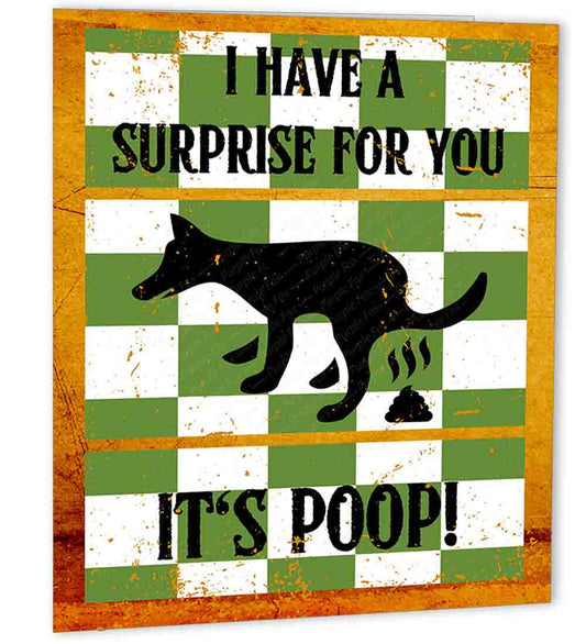 Rude Funny Birthday Card From Dog Surprise Poop 150x150mm for him dad - Purple Fox Gifts