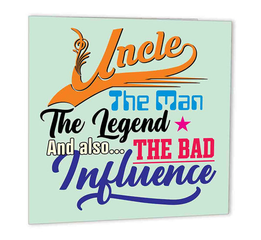 Funny Birthday Cards for Uncle - Bad Influence - Joke Happy Birthday 147 x 147mm - Purple Fox Gifts