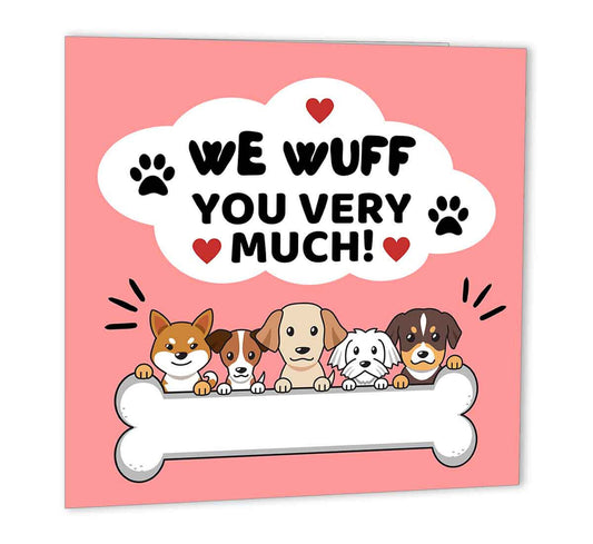 Birthday Cards from the Dog - We Wuff You very much - funny Cute dog birthday - Purple Fox Gifts