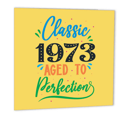50th Birthday Card 147 x 147mm Aged to perfection birthday card for dad - Purple Fox Gifts