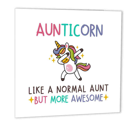 Aunty Unicorn Birthday Card Aunt Auntycorn 147 x 147mm - Purple Fox Gifts