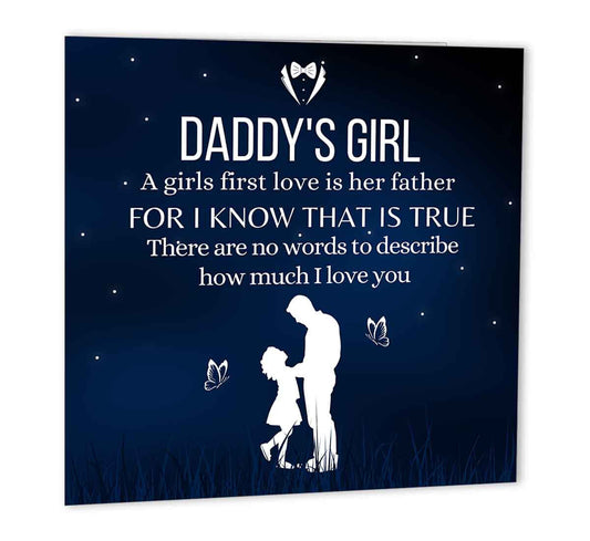 Daddys Girl Dads Birthday Card From Daughter Father Bday 147 x 147mm - Purple Fox Gifts