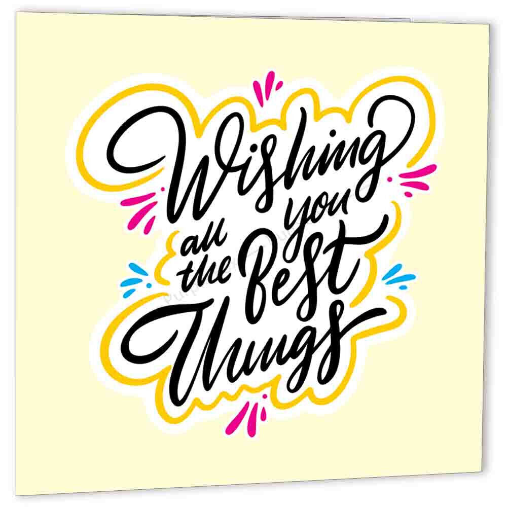 Best Wishes Card - Wishing you all the best things 148x148mm - Purple Fox Gifts