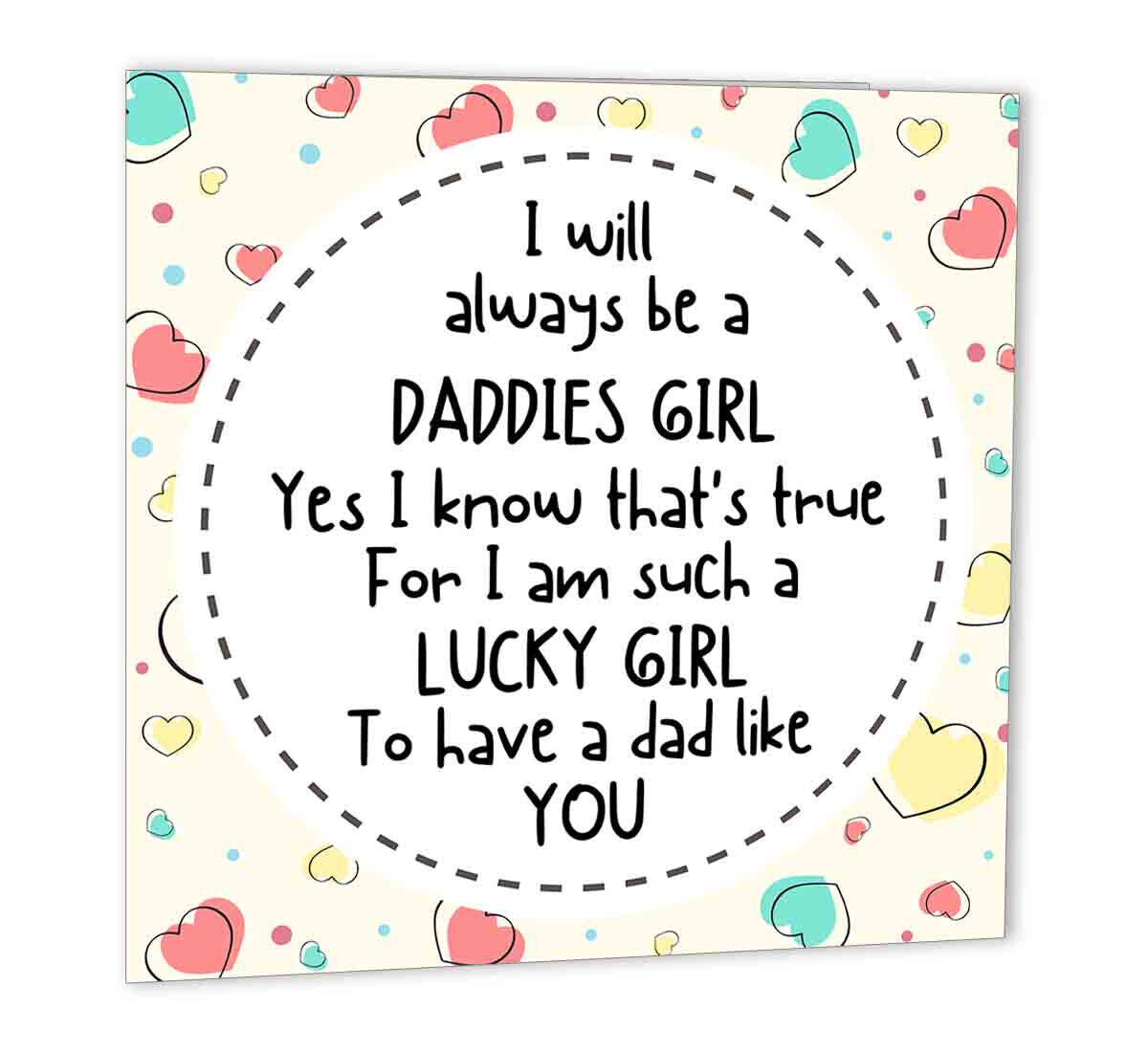 Daddys Girl Dads Birthday Card From Daughter Cute Fathers Bday 147 x 147mm - Purple Fox Gifts
