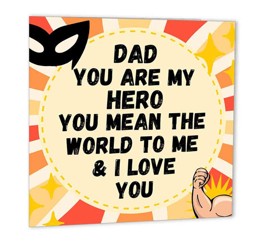 Birthday Cards for Dad - Super Dad - Super Hero Happy Birthday Card for Dad - Purple Fox Gifts