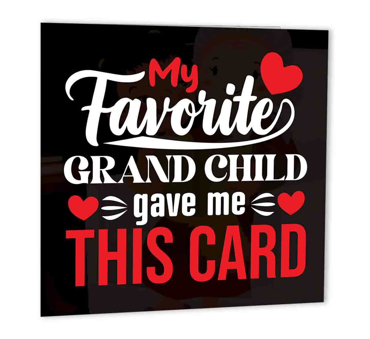 Funny Grandparents Birthday Card for Grandma Grandad Favorite Grand Child - Purple Fox Gifts