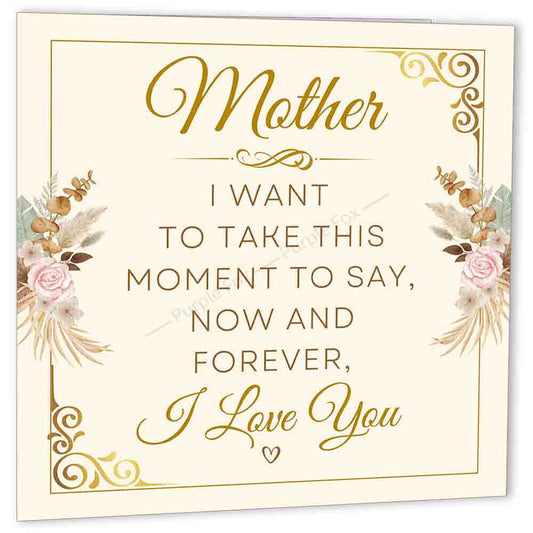 Thoughtful Cards For Mum I love you Mother Thank you mom Birthday 148 x 148mm - Purple Fox Gifts