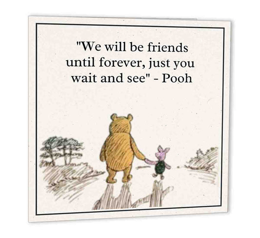Winnie The Pooh Birthday Cards for Men & Women - Friends Forever - Cute Sweet - Purple Fox Gifts