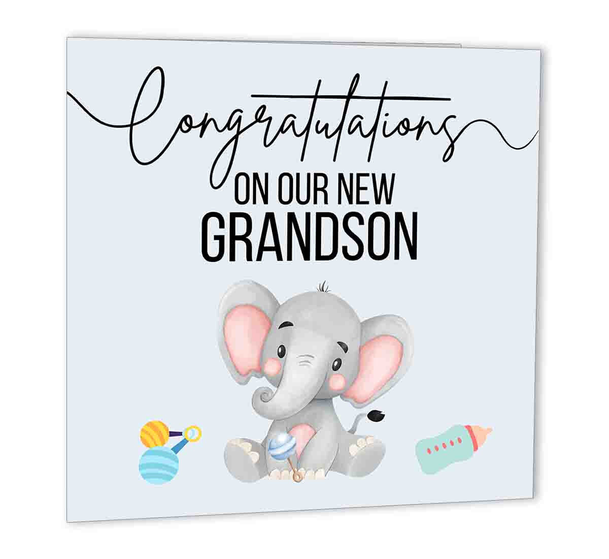 New Baby Boy Card Congratulations on our Grandson From Grandparents Card - Purple Fox Gifts
