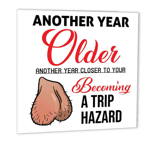 Rude Birthday Card for Men - Trip Hazard - Funny Birthday card for dad uncle - Purple Fox Gifts