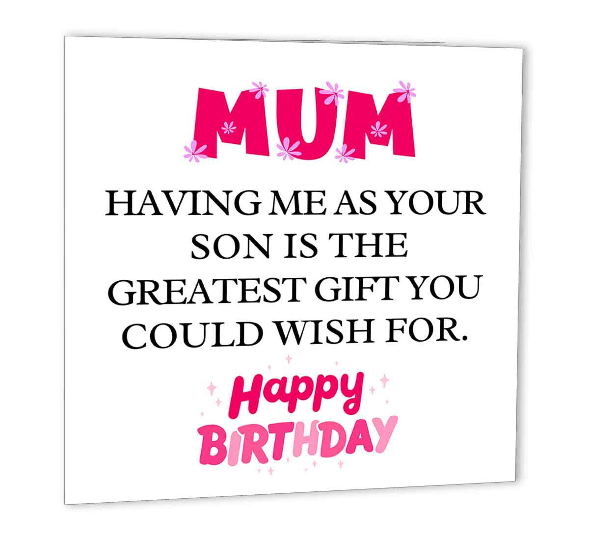 Funny Birthday Cards for Mum from Son - Greatest Gift - Joke Happy Birthday Card - Purple Fox Gifts