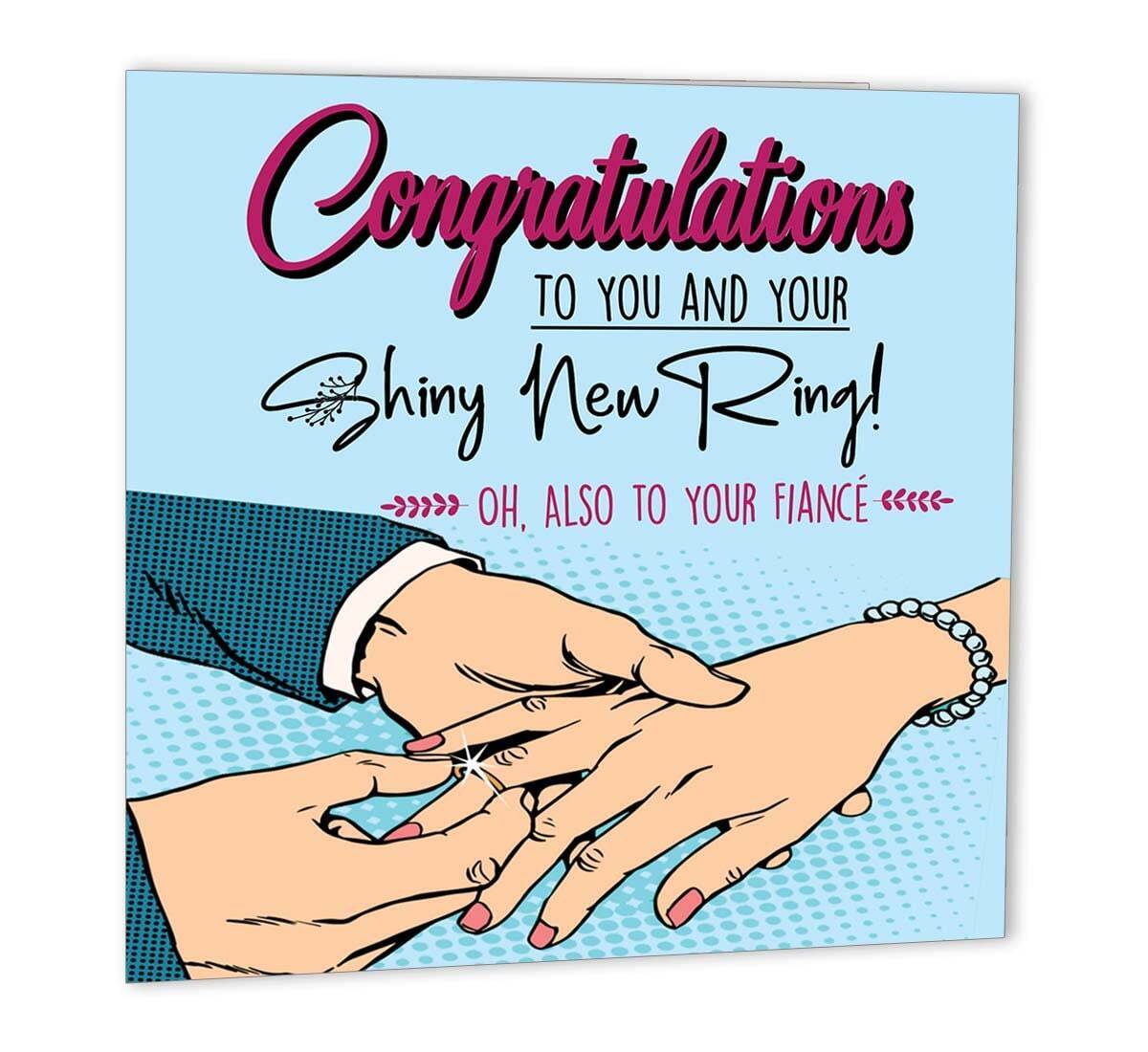 Funny Engagement Card for Her Congratulations on your Shiny New Ring Fiancée 14 - Purple Fox Gifts