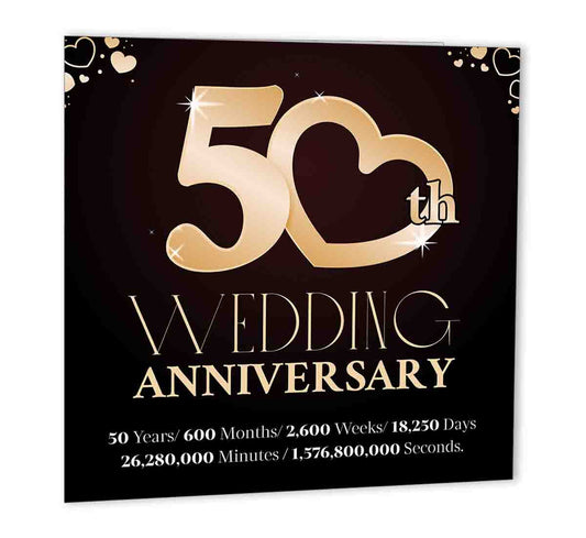 50th Wedding Anniversary Card 147 x 147mm - Purple Fox Gifts