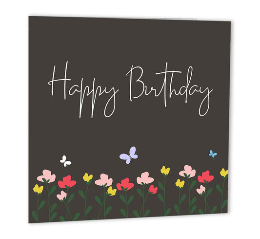 Happy Birthday Card 147 x 147mm square - Purple Fox Gifts