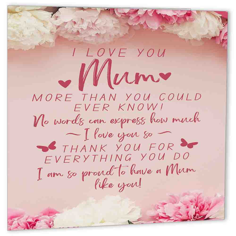 Birthday Card For Mum Birthday Card from Son Daughter mothers day 150mm x 150mm - Purple Fox Gifts