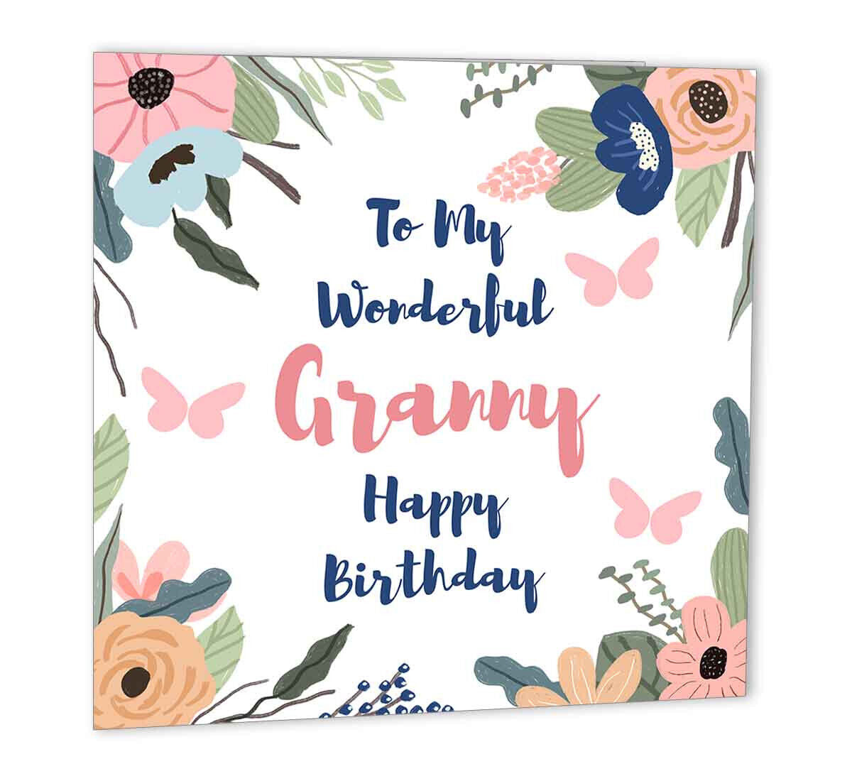Granny Birthday Card for Grandma Nanny Happy Birthday Nan 147 x 147mm - Purple Fox Gifts
