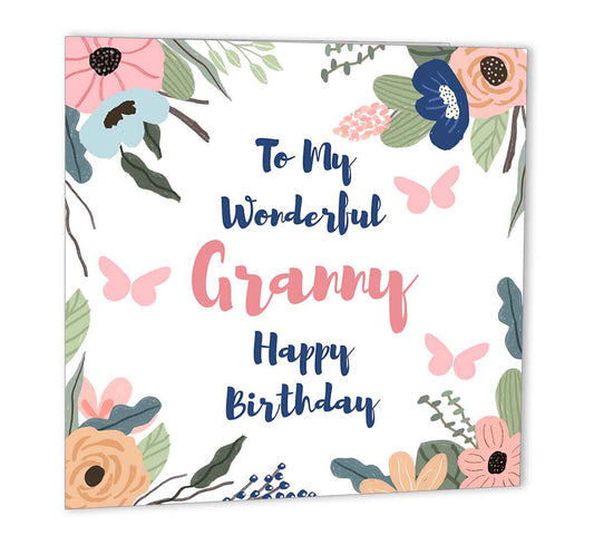 Granny Birthday Card for Grandma Nanny Happy Birthday Nan 147 x 147mm - Purple Fox Gifts