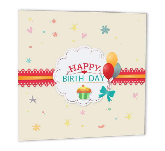 Happy Birthday Card - 147mm x 147mm - Purple Fox Gifts