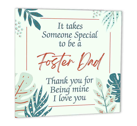 Foster Dad Birthday Card thank you special foster dad 147 x 147mm - Purple Fox Gifts