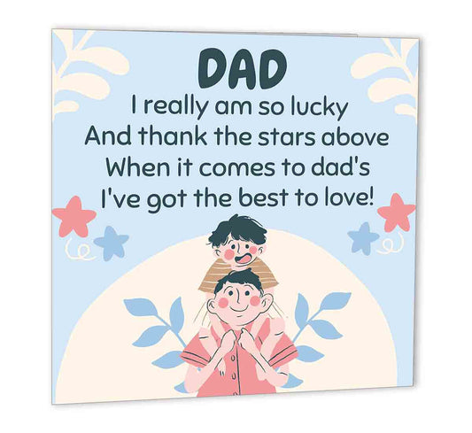 Dad Birthday Card Fathers Day Card From Son Daughter  147 x 147mm daddy papa - Purple Fox Gifts