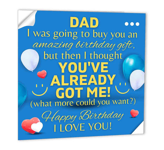 Funny Dad Birthday Card for Dads Birthday Father Best Gift Already 147 x 147mm - Purple Fox Gifts