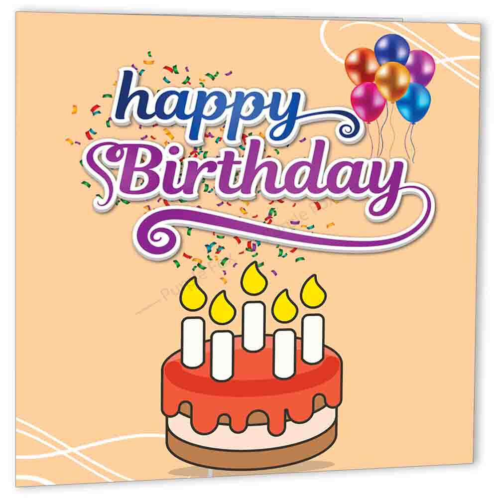 Happy Birthday Card - 147mm x 147mm Happy Birthday To You - Purple Fox Gifts