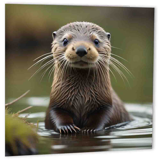 Otter Birthday Card Cute Otter Greeting Card for Otter Lovers 150mm x 150mm - Purple Fox Gifts