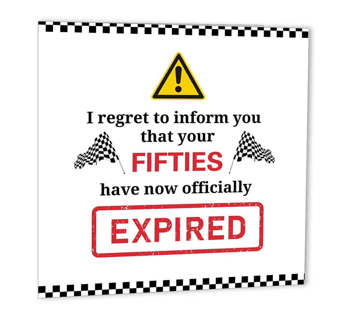 60th Birthday Card Funny 147 x 147mm fifties have expired birthday card for dad - Purple Fox Gifts