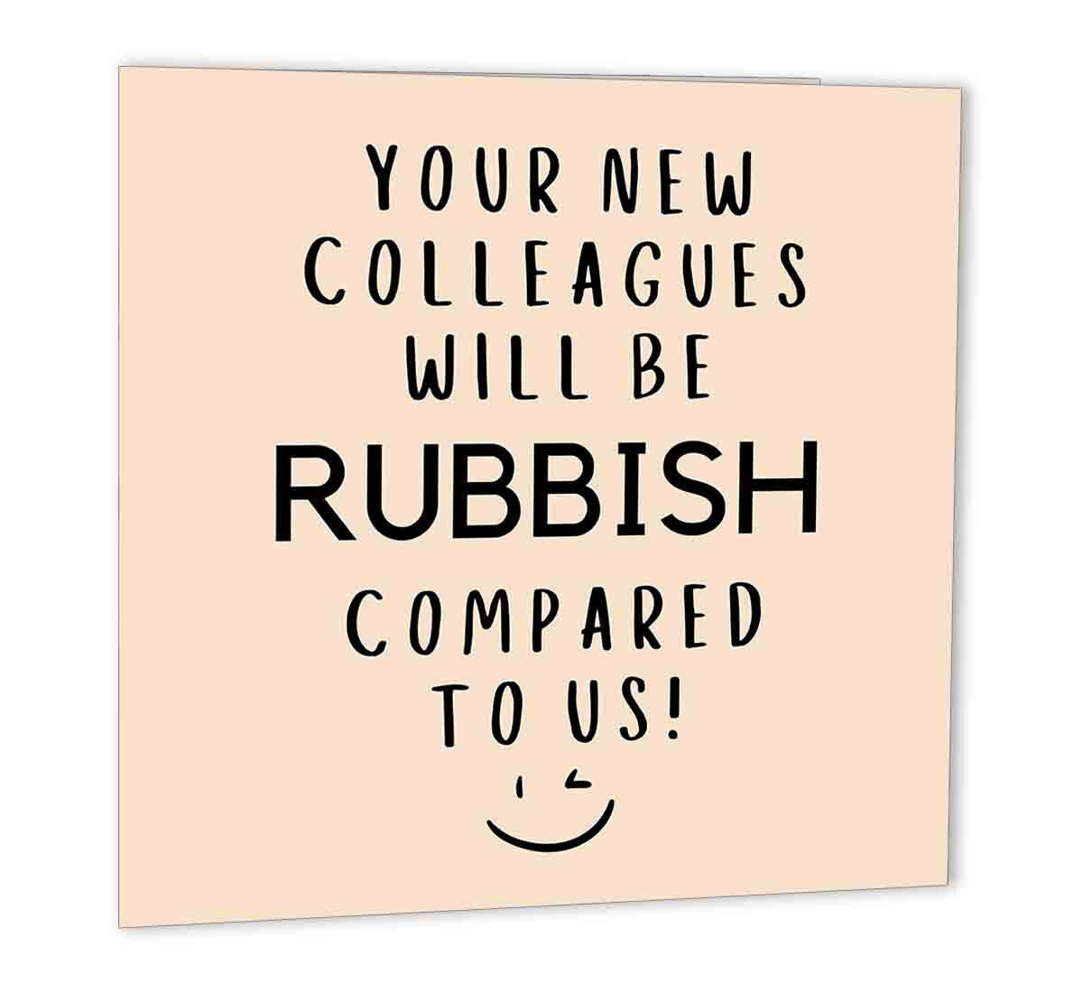 Colleagues Leaving Card Funny Co Worker New Job Card - will be rubbish - Purple Fox Gifts