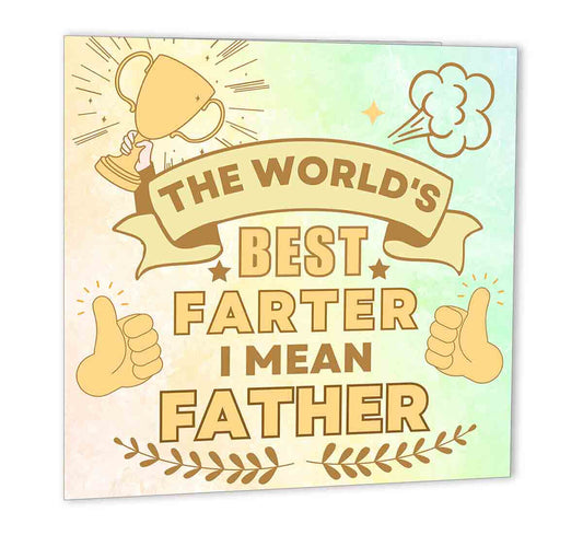 Funny Birthday Card For Dad Worlds Best Farter Fathers Day 147 x 147mm - Purple Fox Gifts